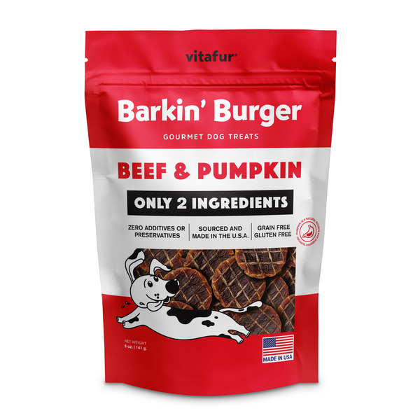 vitafur Barkin' Burger Dog Treats, Beef & Pumpkin