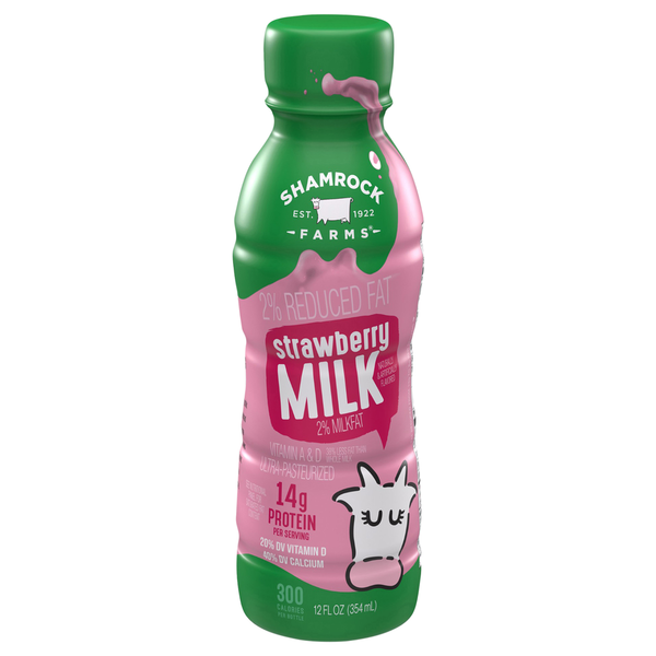 Milksyrup② Shamrock Farms Milk, 2% Reduced Fat, Strawberry Same-Day