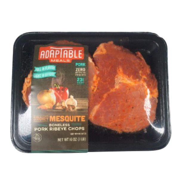 AdapTable Meals Smokey Mesquite Seasoned Pork Ribeye Chops Boneless