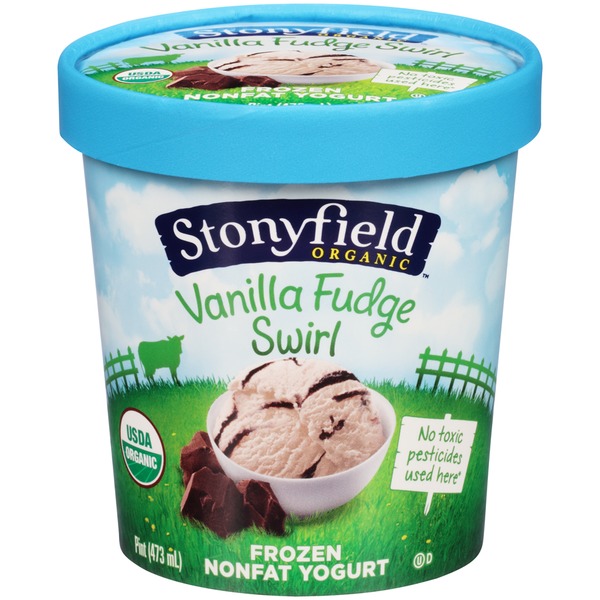 Stonyfield Organic Nonfat Vanilla Fudge Swirl Organic Frozen Yogurt (1