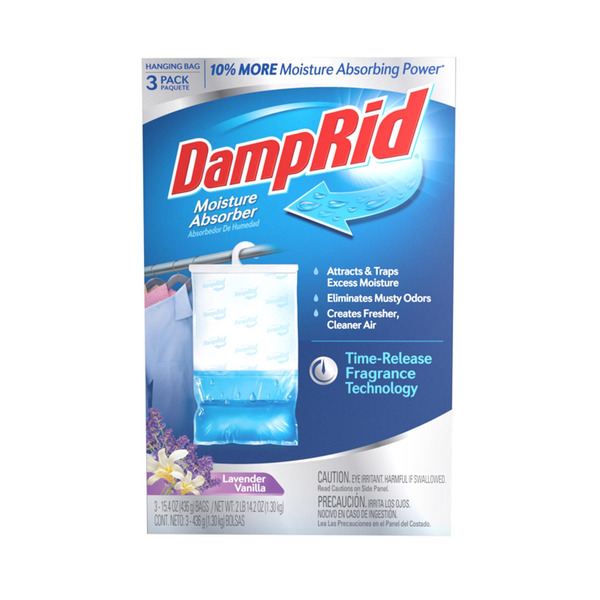 Damp Rid Moisture Absorber, Lavender Vanilla, Hanging Bag, 3 Pack
