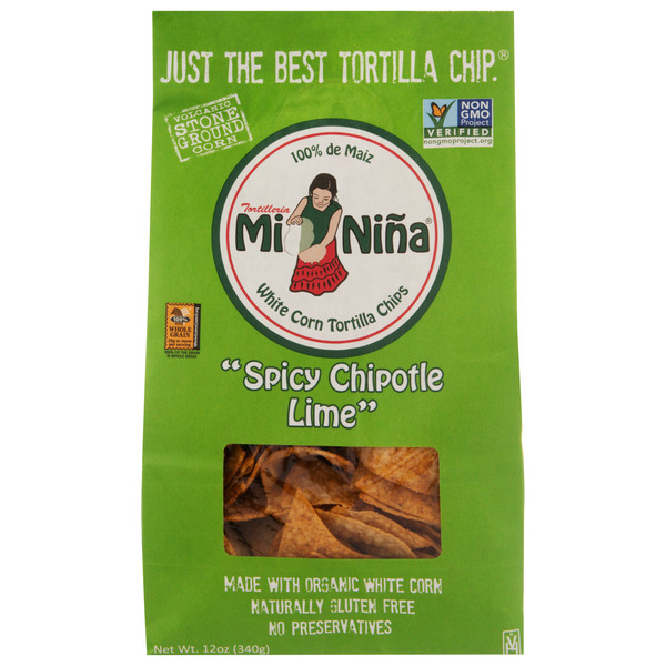 Invisible ink. THE CHIPS Y ONI-GURUMI 花台 Mi Nina Tortilla Chips, White Corn, Spicy Chipotle Lime Same-Day