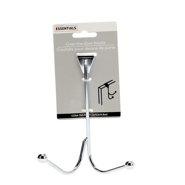 Essentials Chrome Two Prong Over-The-Door Hook Same-Day Delivery