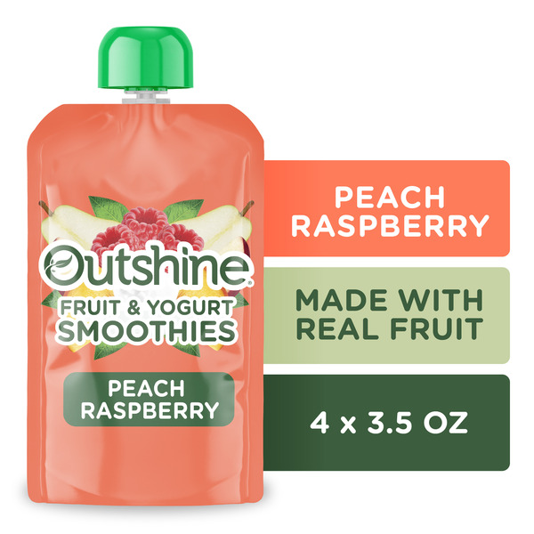 Outshine Fruit & Yogurt Smoothie Peach Raspberry Pouch On The Go Snack 4Pk