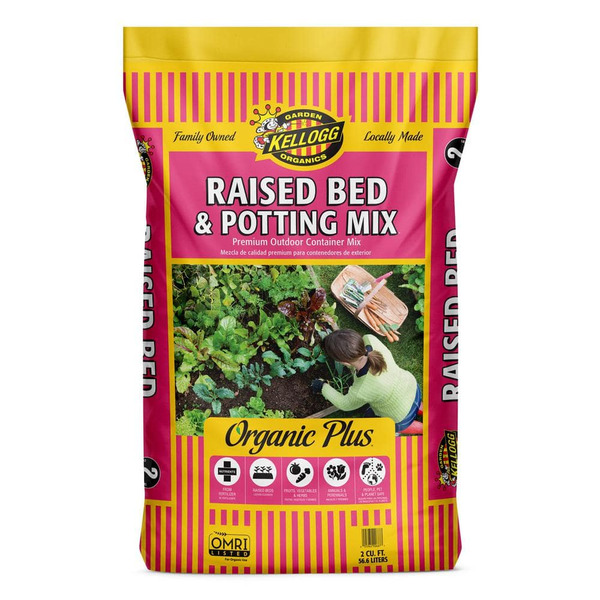 Kellogg Garden Organics Organic Raised Bed And Potting Mix, Premium Soil 2 Cu. Ft., Omri Listed