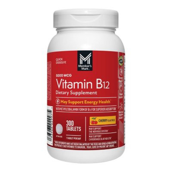 is injectable b12 a dietary supplement Member’s Mark 5000 Mcg High Potency Vitamin Methylcobalamin May Support Energy Health Quick Dissolve Tablets Delicious Natural having quality you can adverse reactions to b12 Size:500 Capsules - 200mcg SFI Health