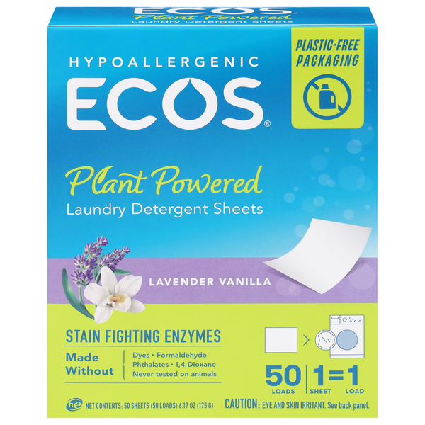 Ecos Plant Powered Lavender Vanilla Laundry Detergent Sheets Same