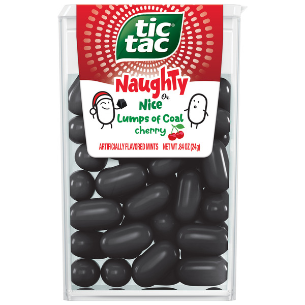 Tic Tac Naughty or Nice Lumps of Coal Cherry Mints, Holiday Treats