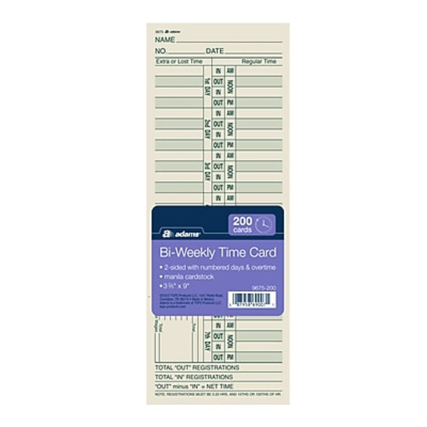 Adams ABF 9675-200 Time Cards