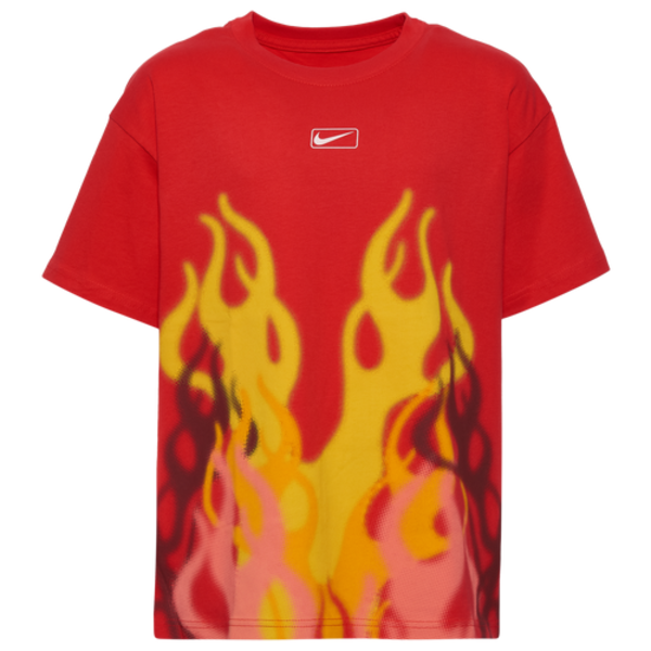 Nike Boys' Big Kids' Sportswear M90 Flame T-Shirt, S - University Red