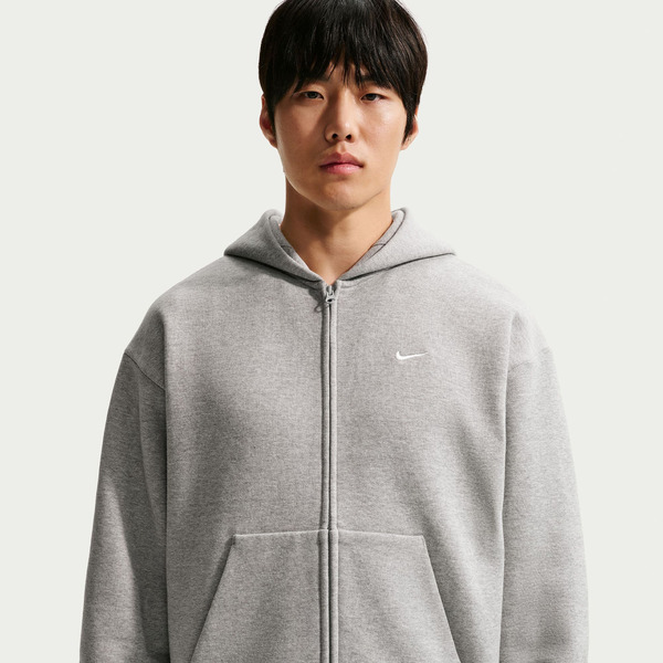 Nike Men's Solo Swoosh Fleece Full-Zip Hoodie, S - Dark Grey Heather