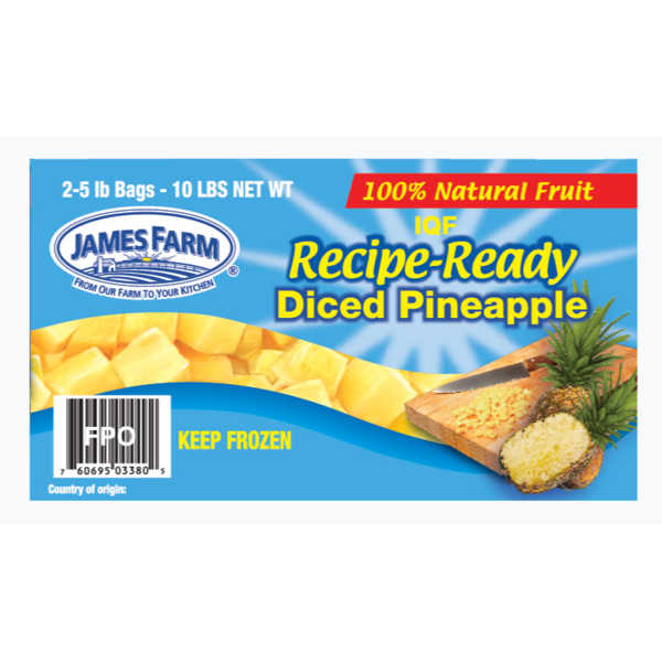 James Farm - Recipe Ready Diced Pineapple - 10 Lbs