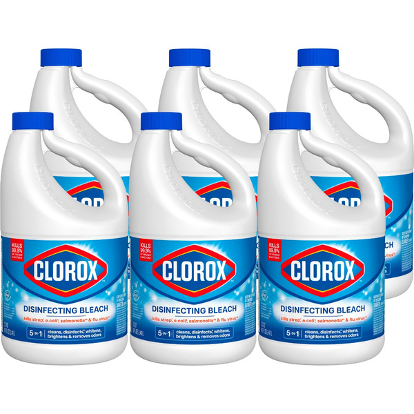 Clorox Disinfecting Bleach, Regular - 81 Ounce Bottle, Pack of 6 (32263) (Package May Vary)