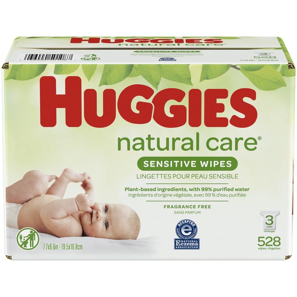 huggies natural care unscented baby wipes sensitive 3 refill packs 528 total wipes
