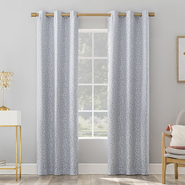Sun Zero 2-pack Cordoba 100% Blackout Magnetic Closure Botanical Grommet Curtain Panels, Tranquil Blue