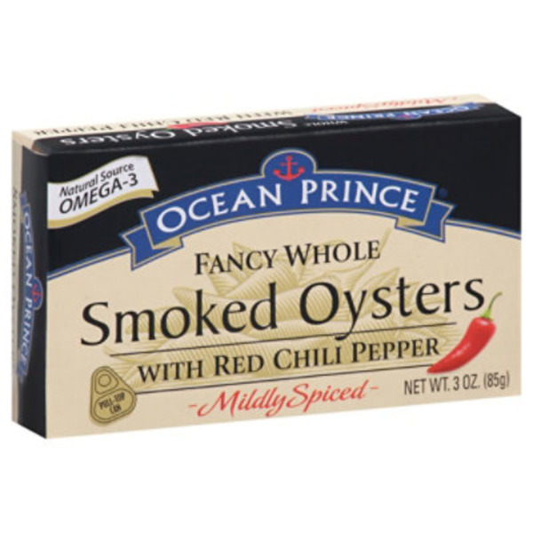 Ocean Prince Smoked Oysters, Mildly Spiced, Fancy Whole