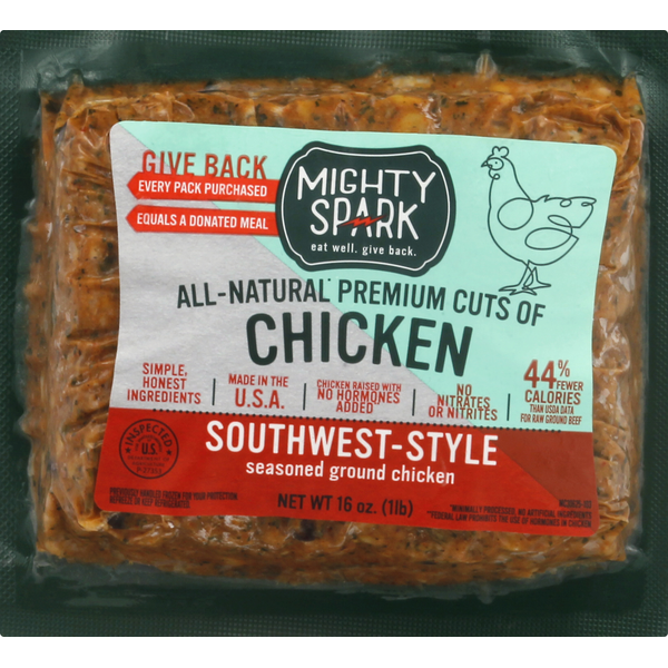 Mighty Spark Ground Chicken, Seasoned, SouthwestStyle (16 oz) Instacart