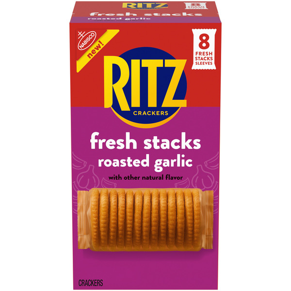 Ritz Fresh Stacks Roasted Garlic Crackers, Travel Snacks, Multi
