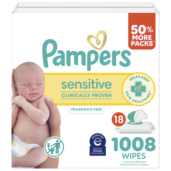 Pampers Baby Wipes Sensitive Perfume Free Pop-Top Packs