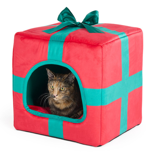 Merry & Bright Holiday Present Hut Pet Bed, 16 x 16 in