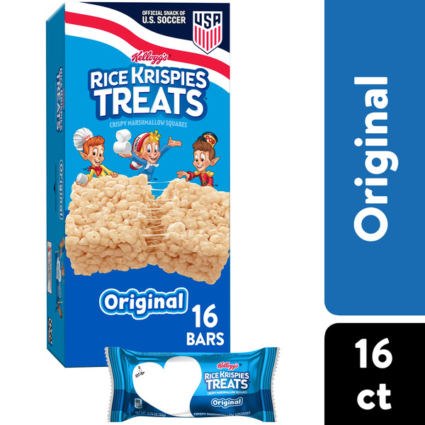 Kellogg's Rice Krispies Treats Original Crispy Marshmallow Squares, Kids Snacks, Value Pack, 16 Count