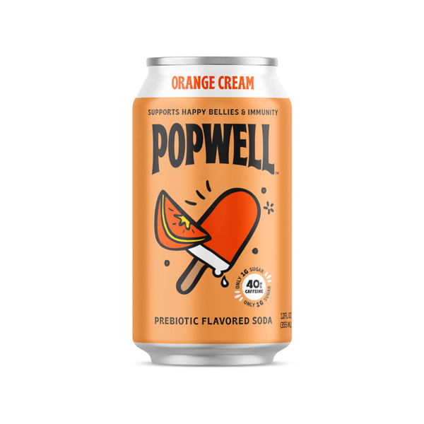 Popwell Orange Cream Prebiotic Soda Same-Day Delivery or Pickup