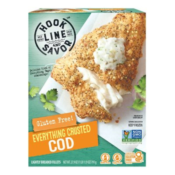 fish and hooks delivery Hook Line and Savor Everything Crusted Cod, Lightly Breaded Fish Fillets,  27.9 Oz Pack Same-Day Delivery