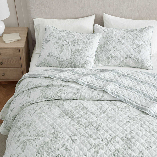 Martha Stewart 3-Piece Quilt Set, King - Green