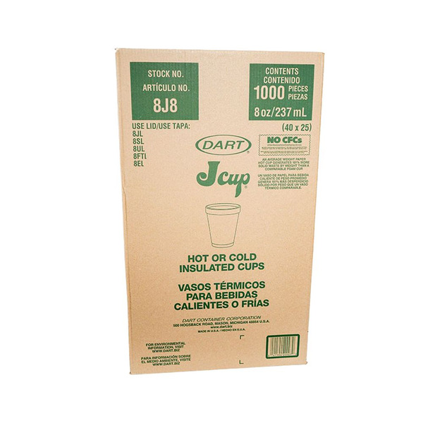 Dart - 8J8 - 8 oz White Foam Cups - 1000 ct