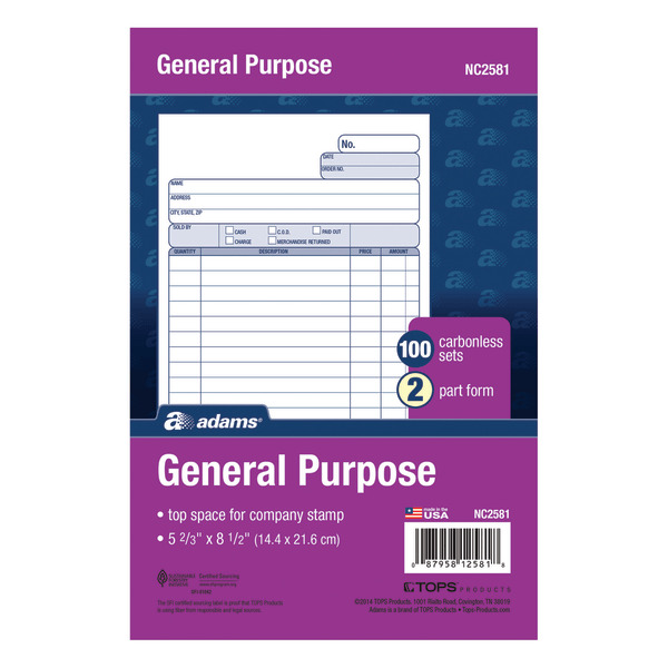 TOPS 2-Part Carbonless General Purpose Form