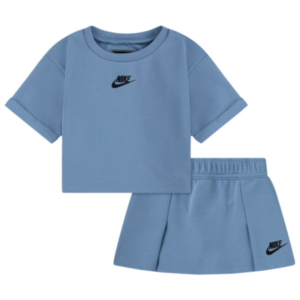 Nike Girls' Tech Fleece Skirt Set, 3T - Blue/Black