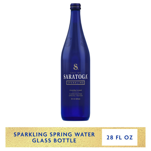 SARATOGA Sparkling Spring Water, Glass Water Bottle, 28 Oz