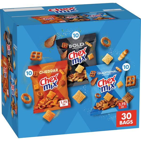 Chex Mix Traditional Cheddar and Bold Variety Pack Snack Mix Same