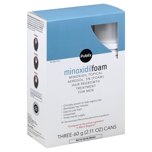 Publix Hair Regrowth Treatment For Men 5 Foam 3 Each