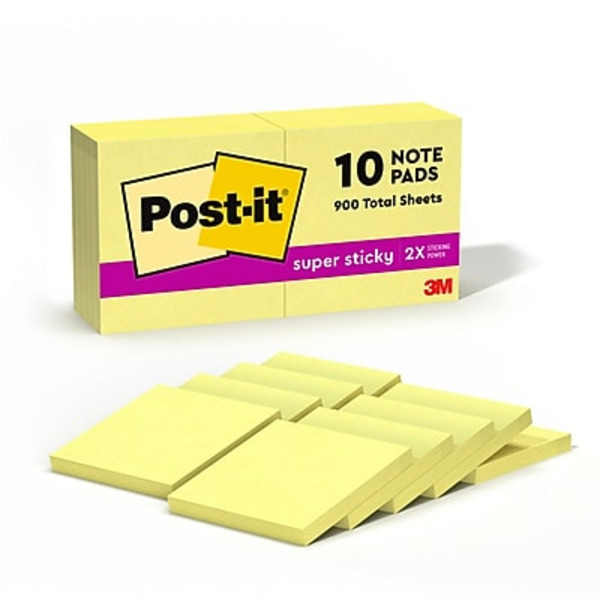 Post-It 3" x 3" Canary Yellow Super Sticky Notes