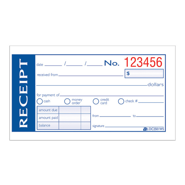 Adams 2.75"L x 5.38"W Write 'N Stick Receipt Book