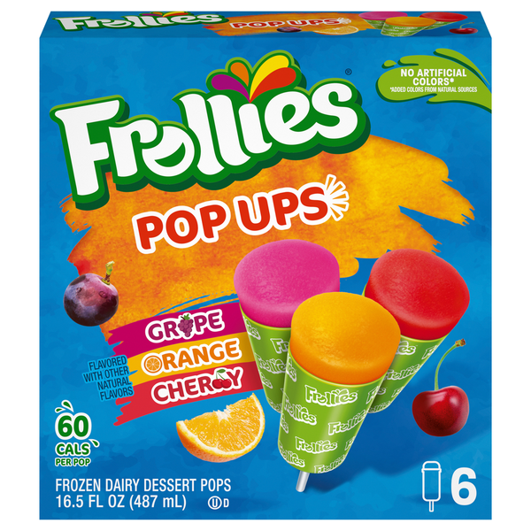 Frollies Pop Ups Grape/Orange/Cherry Frozen Dairy Dessert Pops