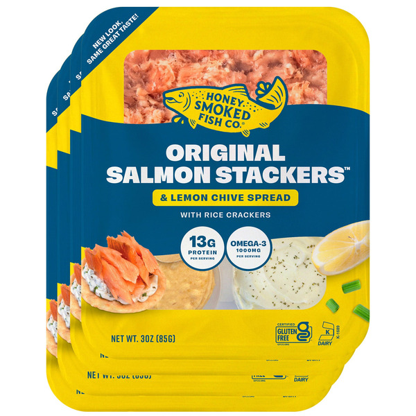 Honey Smoked Fish Salmon Stackers, 3 oz, 4-count