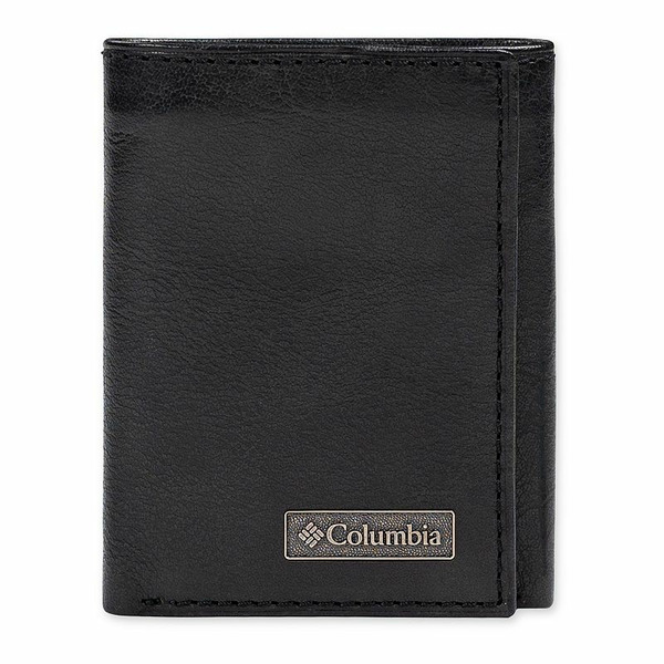 Columbia Men's  RFID Leather Trifold Wallet with Hidden Zipper Pocket, Black