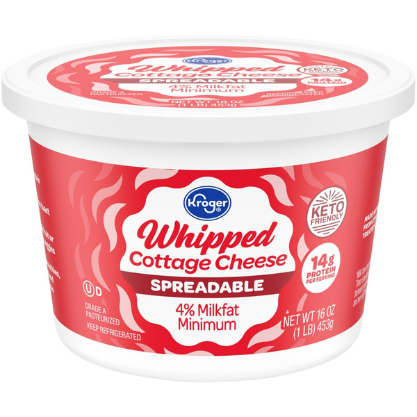 Kroger Whipped Cottage Cheese Spreadable 4% Milkfat Minimum