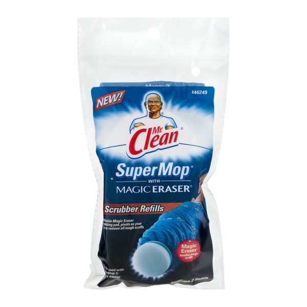 NEW 2 PK Mr Clean SuperMop with Magic Eraser Refill