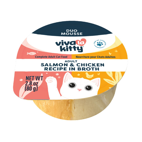 PetSmart Viva La Kitty Salmon & Chicken Recipe In Broth Duo Mousse