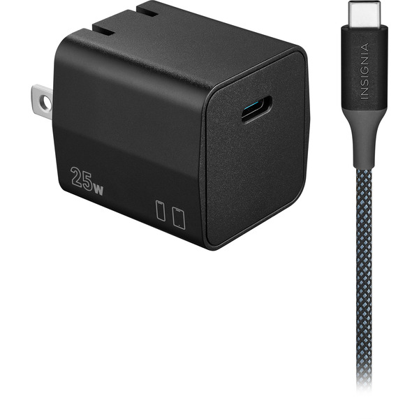 Insignia 25W Foldable Compact Wall Charging Kit for USB-C Smartphones, Tablets & More - Black