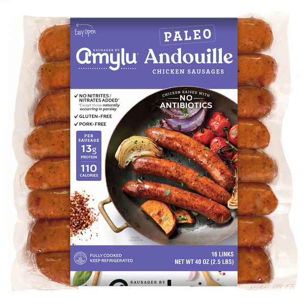 Amylu Paleo Andouille Sausage, 16-count
