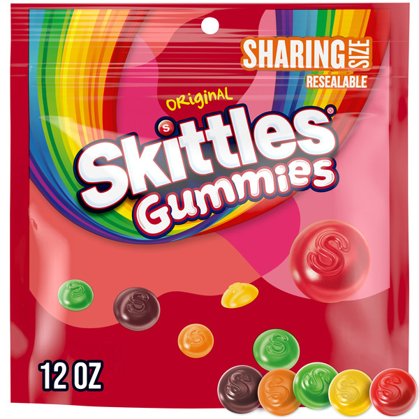 Skittles GUMMIES Original Gummy Candy Travel Essentials Sharing Size Resealable