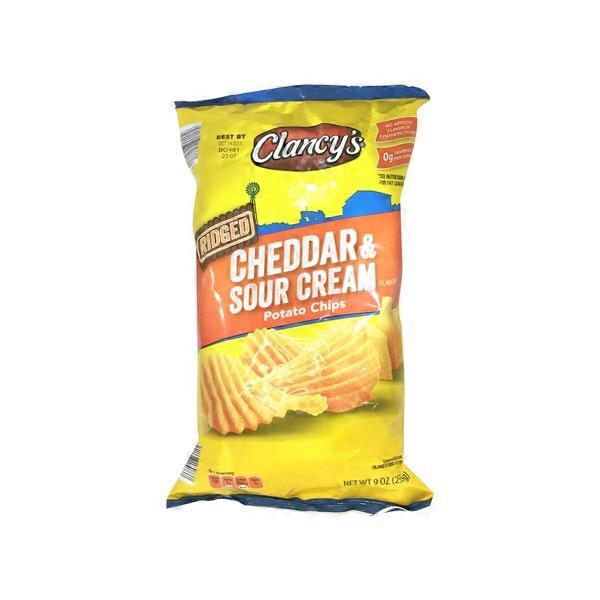 Clancy's Cheddar and Sour Cream Ridged Potato Chips (9 oz) from ALDI