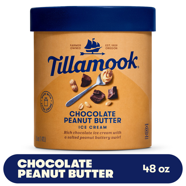 Tillamook Chocolate Peanut Butter Ice Cream, 48fl-oz