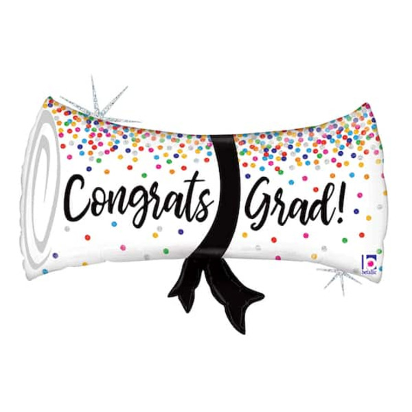 Burton + Burton 31" Glitter Holographic Grad Confetti Diploma Foil Balloon