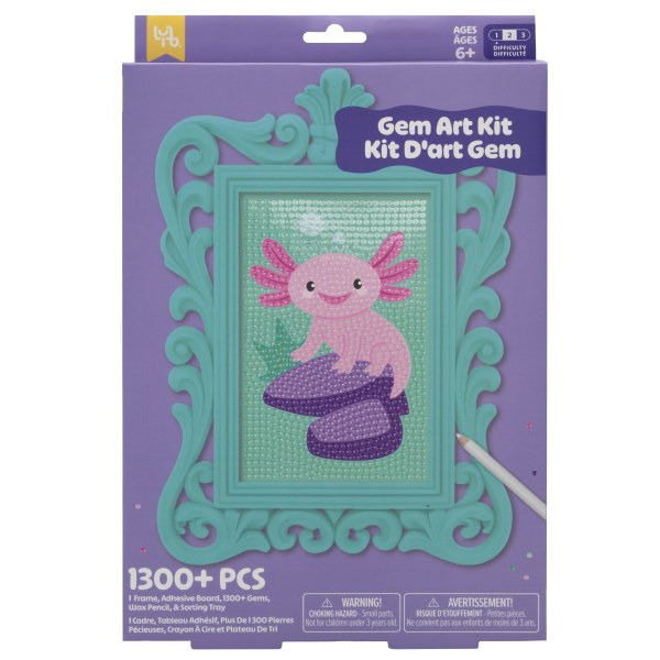 Little Yellow Bicycle Axolotl Framed Gem Art Kit, 10-1/4 x 7 in