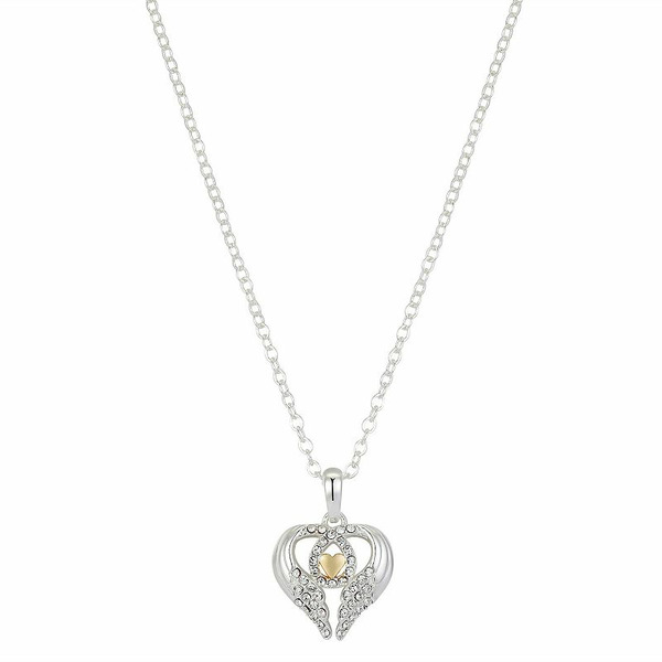 Brilliance Two Tone Preciosa Crystal Heart & Wing Necklace
